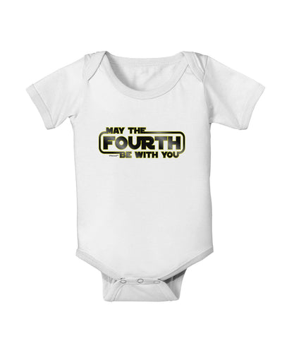 May The Fourth Be With You Baby Romper Bodysuit-Baby Romper-TooLoud-White-06-Months-Davson Sales