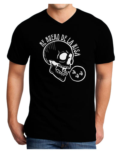 Me Muero De La Risa Skull Adult V-Neck T-shirt-Mens V-Neck T-Shirt-TooLoud-Black-Small-Davson Sales