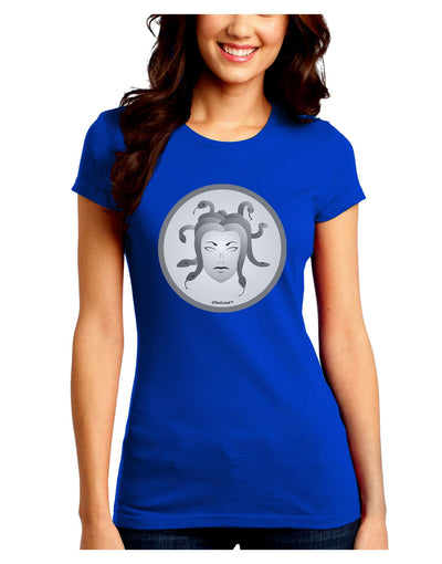 Medusa Head Coin - Greek Mythology Juniors Crew Dark T-Shirt by TooLoud-T-Shirts Juniors Tops-TooLoud-Royal-Blue-Juniors Fitted Small-Davson Sales