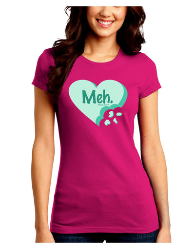 Meh Candy Heart Green - Valentines Day Juniors Crew Dark T-Shirt by TooLoud-T-Shirts Juniors Tops-TooLoud-Hot-Pink-Juniors Fitted Small-Davson Sales