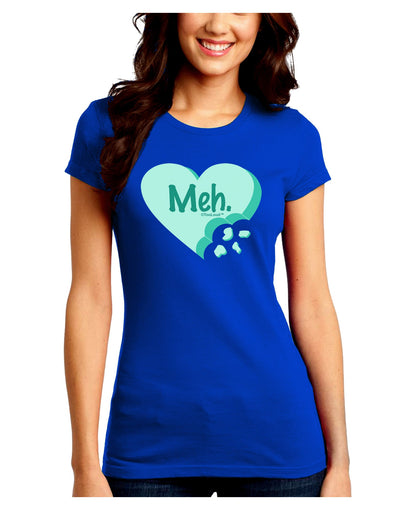 Meh Candy Heart Green - Valentines Day Juniors Crew Dark T-Shirt by TooLoud-T-Shirts Juniors Tops-TooLoud-Royal-Blue-Juniors Fitted Small-Davson Sales