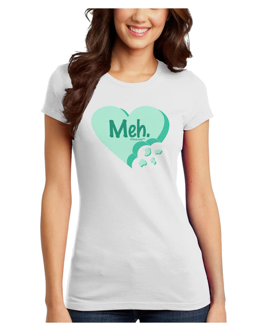 Meh Candy Heart Green - Valentines Day Juniors T-Shirt by TooLoud-Womens Juniors T-Shirt-TooLoud-White-Juniors Fitted X-Small-Davson Sales