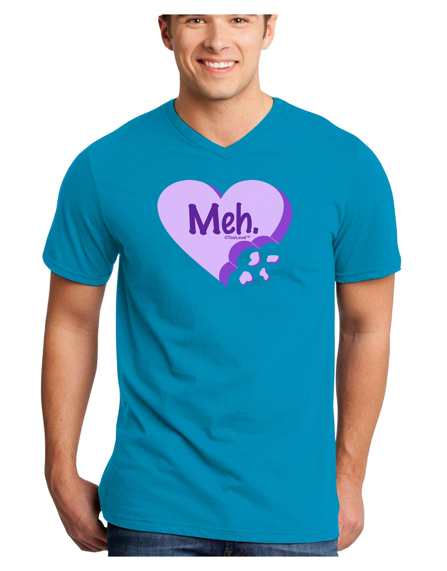 Meh Candy Heart Purple - Valentines Day Adult Dark V-Neck T-Shirt by TooLoud-Mens V-Neck T-Shirt-TooLoud-Black-Small-Davson Sales