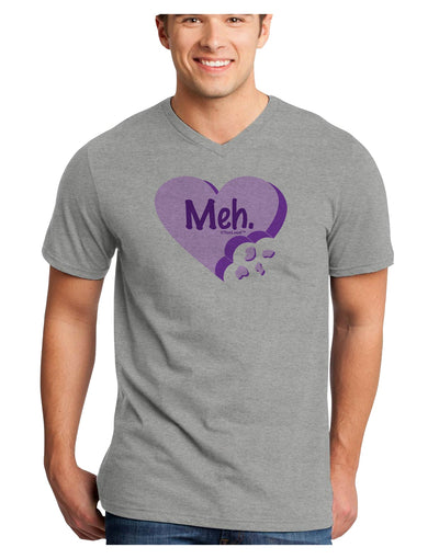 Meh Candy Heart Purple - Valentines Day Adult V-Neck T-shirt by TooLoud-Mens V-Neck T-Shirt-TooLoud-HeatherGray-Small-Davson Sales