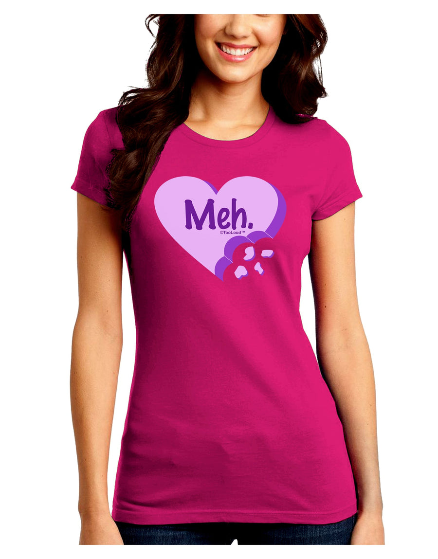 Meh Candy Heart Purple - Valentines Day Juniors Crew Dark T-Shirt by TooLoud-T-Shirts Juniors Tops-TooLoud-Black-Juniors Fitted Small-Davson Sales