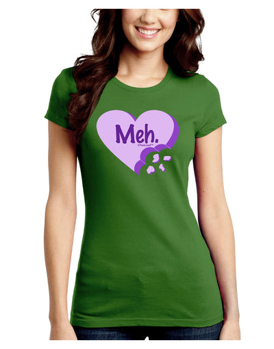 Meh Candy Heart Purple - Valentines Day Juniors Crew Dark T-Shirt by TooLoud-T-Shirts Juniors Tops-TooLoud-Kiwi-Green-Juniors Fitted X-Small-Davson Sales