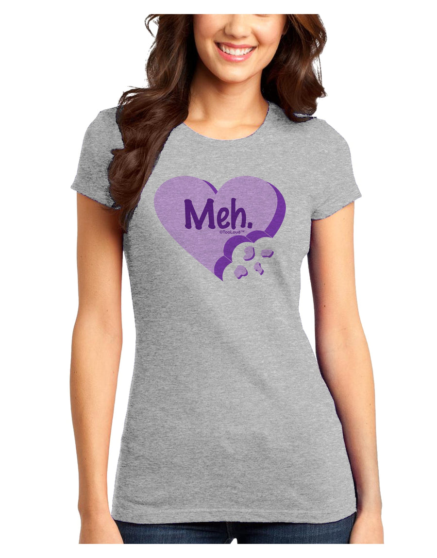 Meh Candy Heart Purple - Valentines Day Juniors T-Shirt by TooLoud-Womens Juniors T-Shirt-TooLoud-White-Juniors Fitted X-Small-Davson Sales