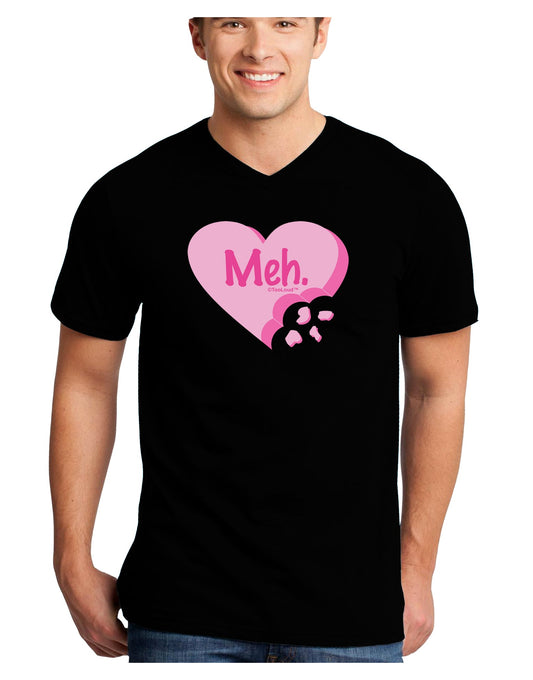 Meh Candy Heart - Valentines Day Adult Dark V-Neck T-Shirt by TooLoud-Mens V-Neck T-Shirt-TooLoud-Black-Small-Davson Sales