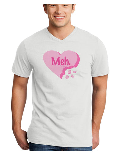 Meh Candy Heart - Valentines Day Adult V-Neck T-shirt by TooLoud-Mens V-Neck T-Shirt-TooLoud-White-Small-Davson Sales