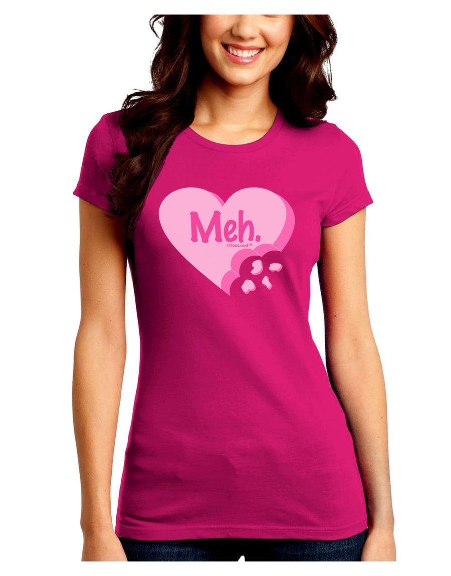 Meh Candy Heart - Valentines Day Juniors Crew Dark T-Shirt by TooLoud-T-Shirts Juniors Tops-TooLoud-Black-Juniors Fitted Small-Davson Sales