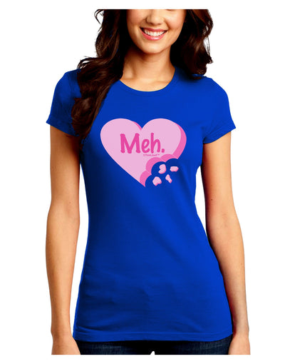 Meh Candy Heart - Valentines Day Juniors Crew Dark T-Shirt by TooLoud-T-Shirts Juniors Tops-TooLoud-Royal-Blue-Juniors Fitted Small-Davson Sales