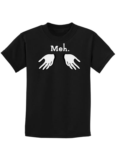 Meh with Hands Childrens Dark T-Shirt-Childrens T-Shirt-TooLoud-Black-X-Small-Davson Sales