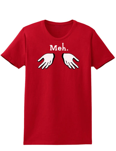 Meh with Hands Womens Dark T-Shirt-TooLoud-Red-X-Small-Davson Sales