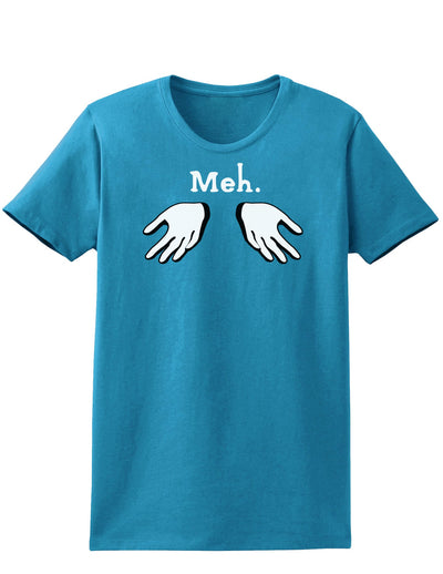 Meh with Hands Womens Dark T-Shirt-TooLoud-Turquoise-X-Small-Davson Sales