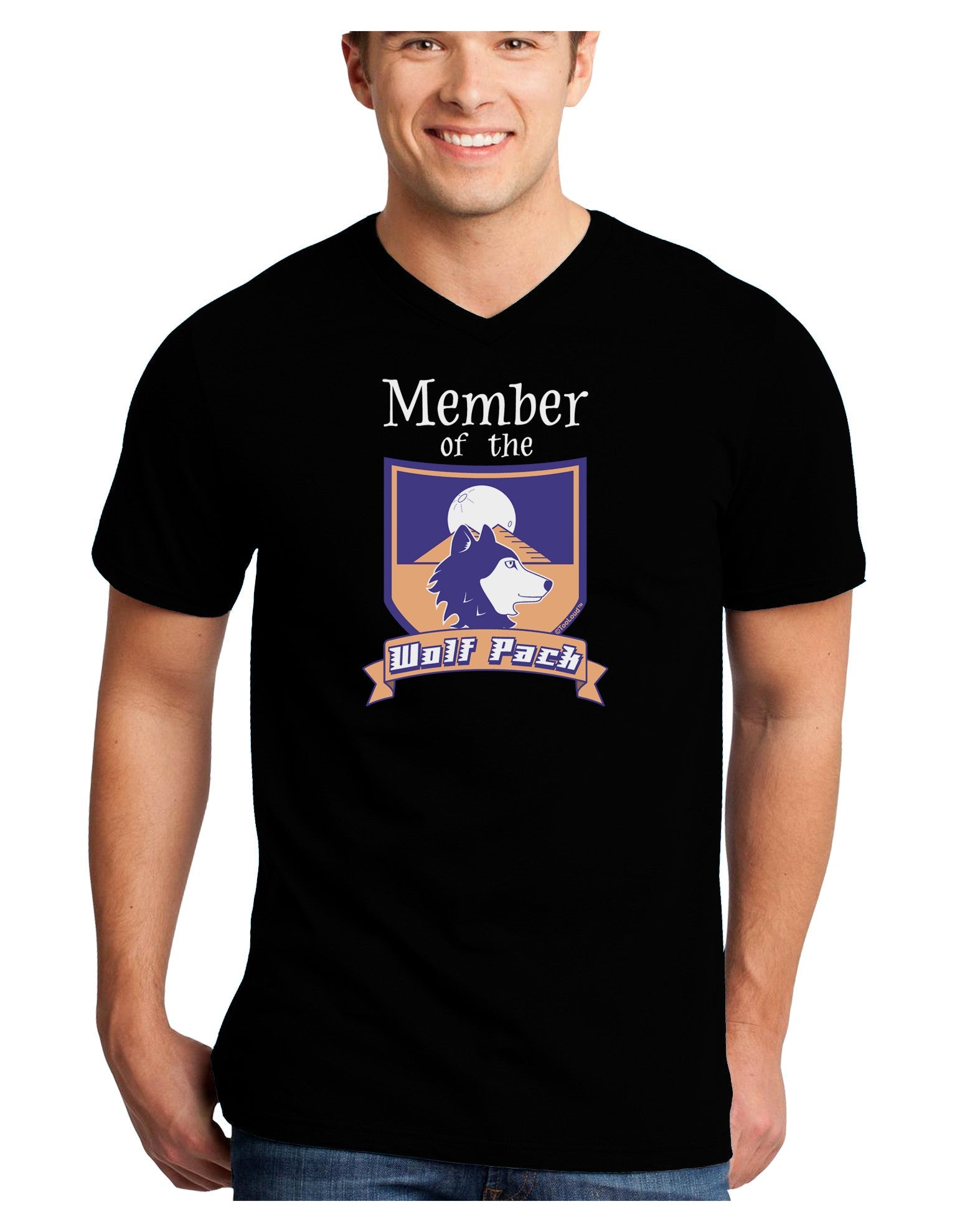 Member of the Wolf Pack Adult Dark V-Neck T-Shirt-TooLoud-Black-Small-Davson Sales