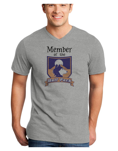 Member of the Wolf Pack Adult V-Neck T-shirt-Mens V-Neck T-Shirt-TooLoud-HeatherGray-Small-Davson Sales