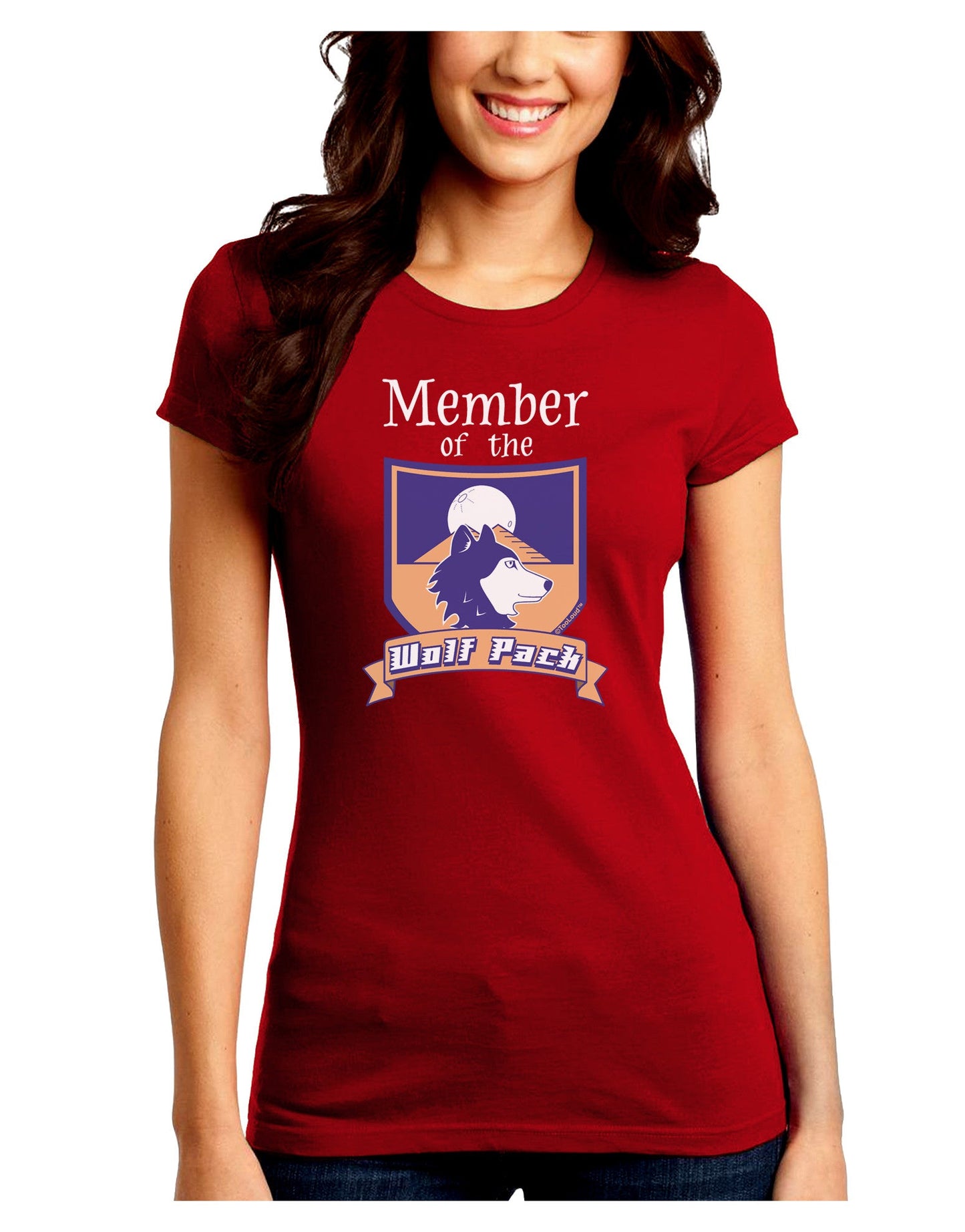 Member of the Wolf Pack Juniors Petite Crew Dark T-Shirt-T-Shirts Juniors Tops-TooLoud-Red-Juniors Fitted Small-Davson Sales