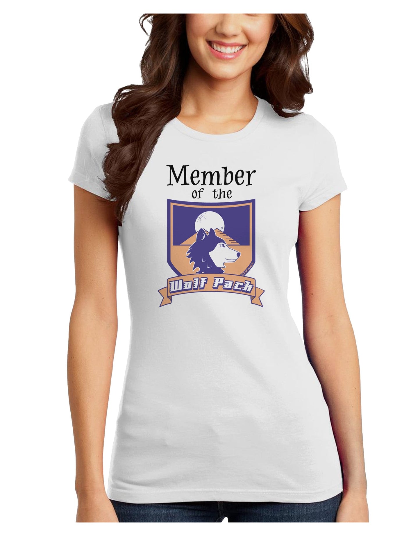 Member of the Wolf Pack Juniors Petite T-Shirt-T-Shirts Juniors Tops-TooLoud-White-Juniors Fitted X-Small-Davson Sales