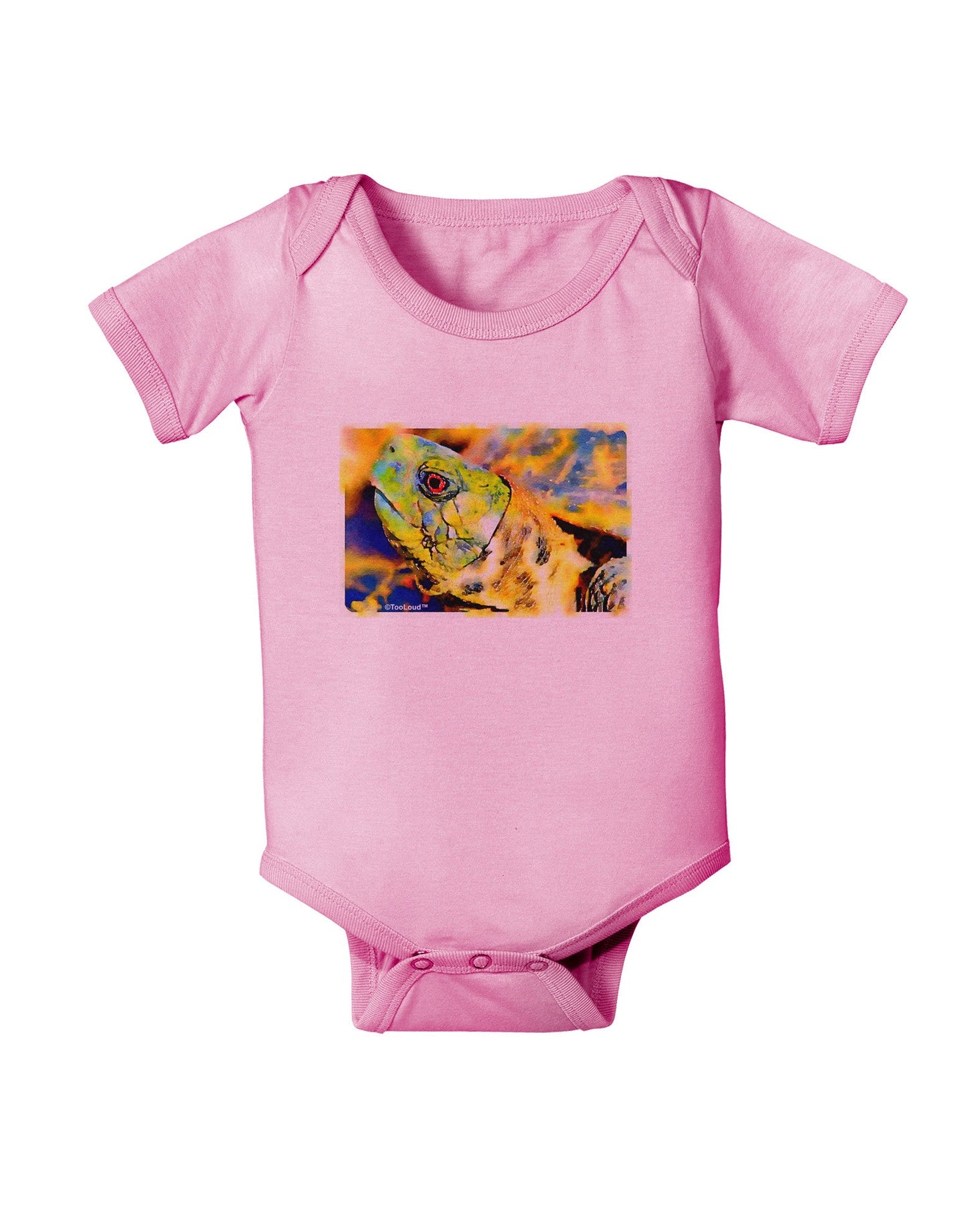 Menacing Turtle Watercolor Baby Romper Bodysuit-Baby Romper-TooLoud-Pink-06-Months-Davson Sales