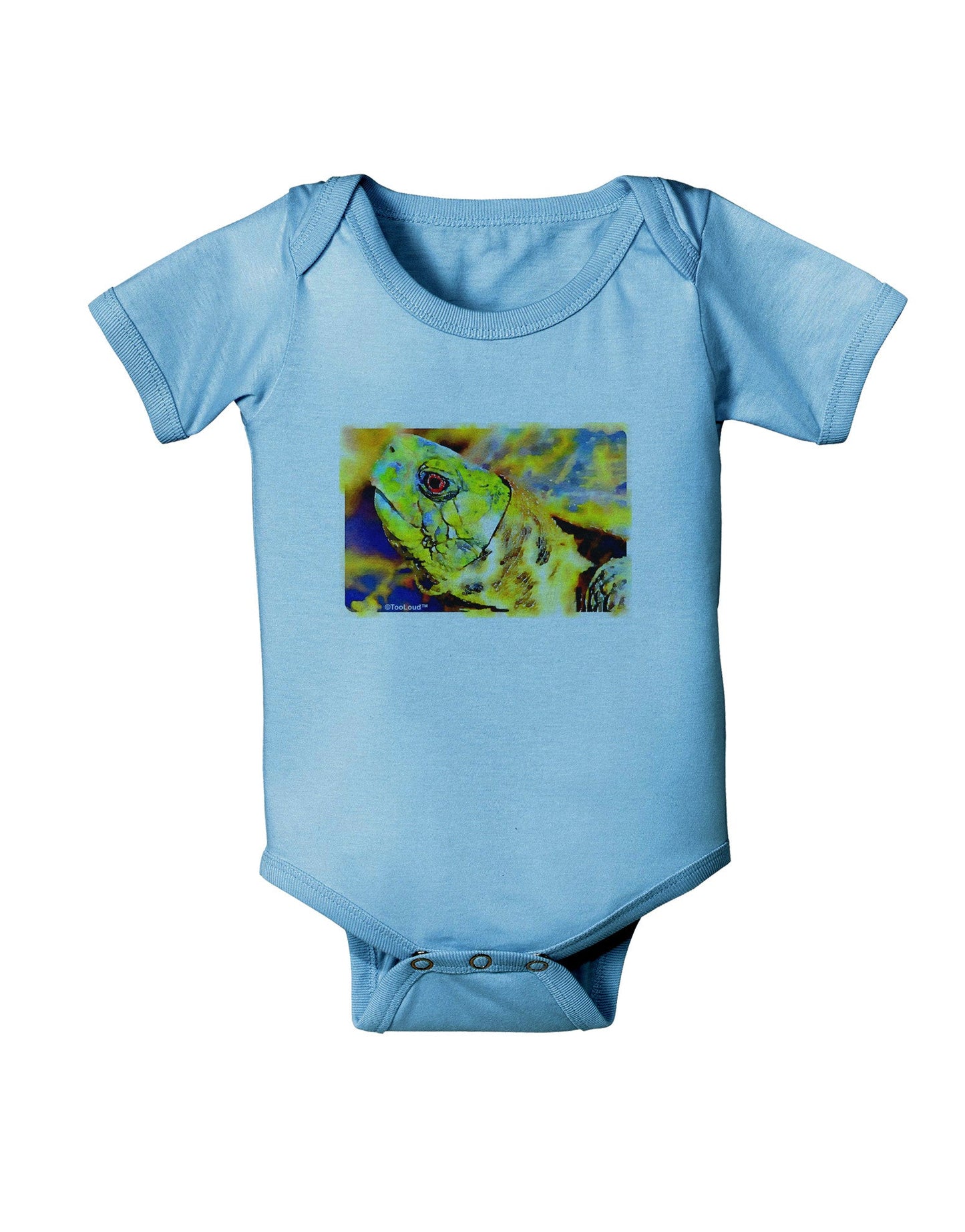 Menacing Turtle Watercolor Baby Romper Bodysuit-Baby Romper-TooLoud-LightBlue-06-Months-Davson Sales