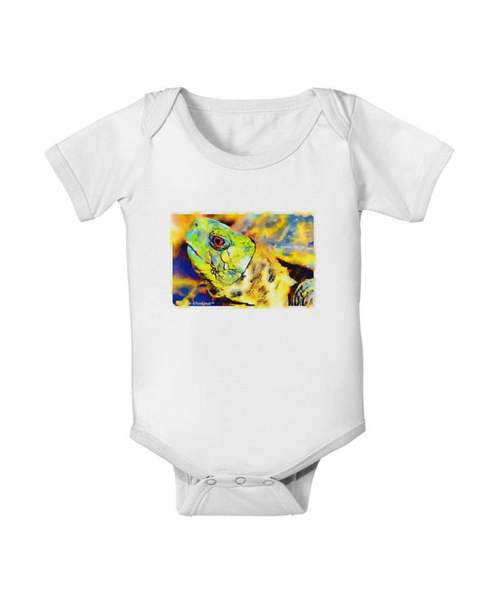 Menacing Turtle Watercolor Baby Romper Bodysuit-Baby Romper-TooLoud-White-06-Months-Davson Sales