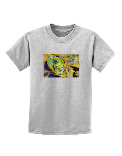 Menacing Turtle Watercolor Childrens T-Shirt-Childrens T-Shirt-TooLoud-AshGray-X-Small-Davson Sales