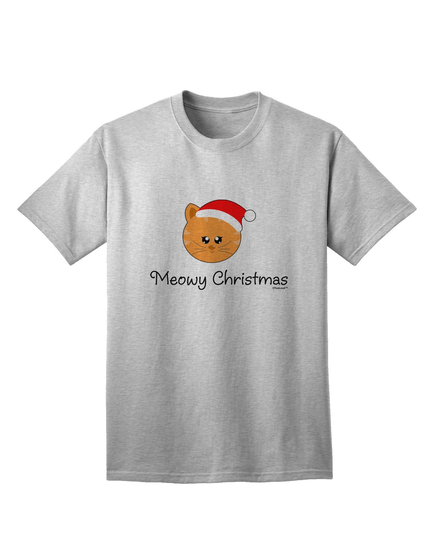 Meowy Christmas: Adorable Cat Santa Hat Adult T-Shirt - A Festive Must-Have for Cat Lovers-Mens T-shirts-TooLoud-AshGray-Small-Davson Sales