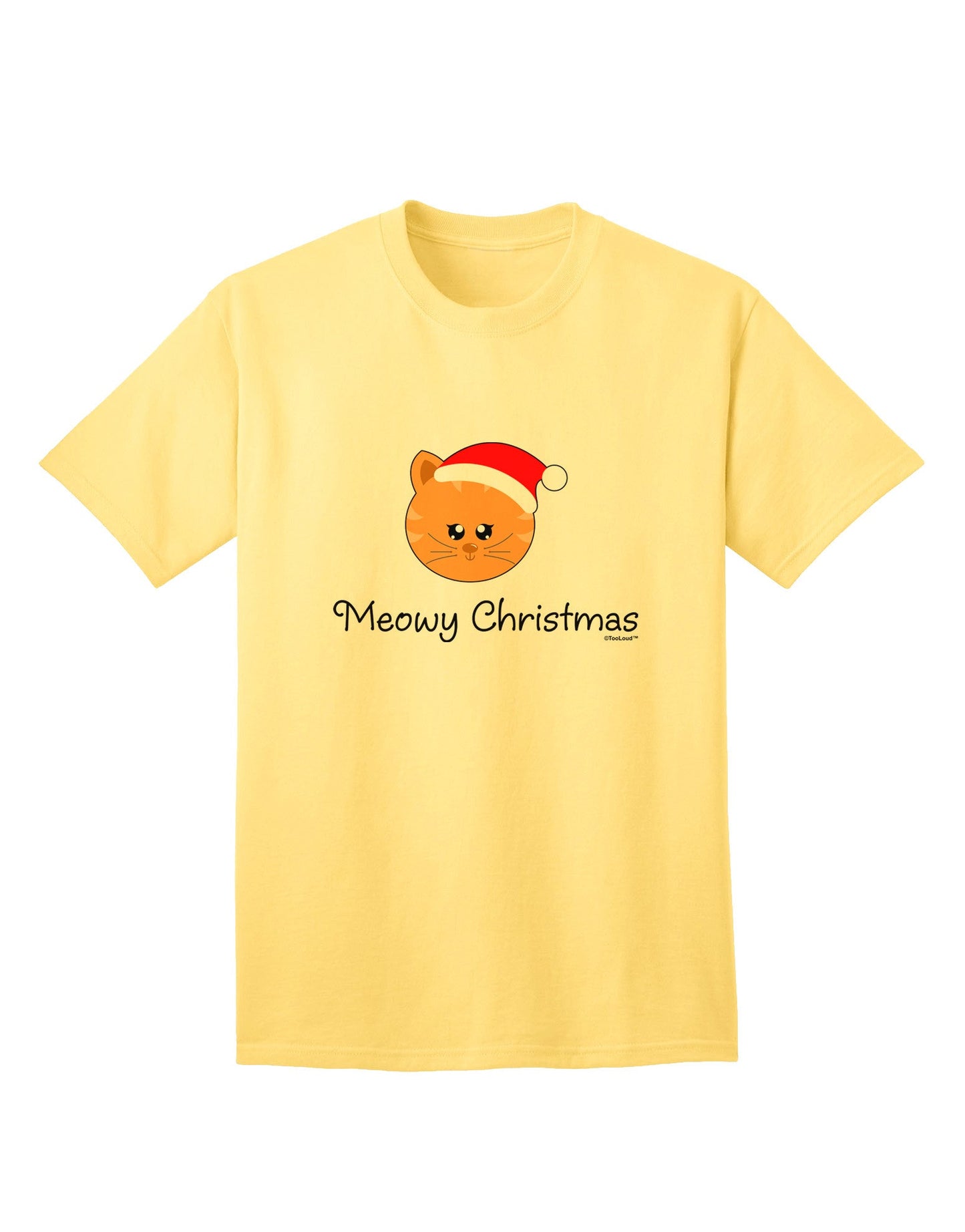 Meowy Christmas: Adorable Cat Santa Hat Adult T-Shirt - A Festive Must-Have for Cat Lovers-Mens T-shirts-TooLoud-Yellow-Small-Davson Sales