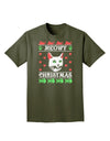 Meowy Christmas Cat Knit Look Adult Dark T-Shirt-Mens T-Shirt-TooLoud-Military-Green-Small-Davson Sales