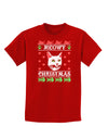 Meowy Christmas Cat Knit Look Childrens Dark T-Shirt-Childrens T-Shirt-TooLoud-Red-X-Small-Davson Sales