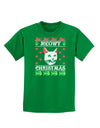 Meowy Christmas Cat Knit Look Childrens Dark T-Shirt-Childrens T-Shirt-TooLoud-Kelly-Green-X-Small-Davson Sales