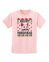 Meowy Christmas Cat Knit Look Childrens T-Shirt-Childrens T-Shirt-TooLoud-PalePink-X-Small-Davson Sales