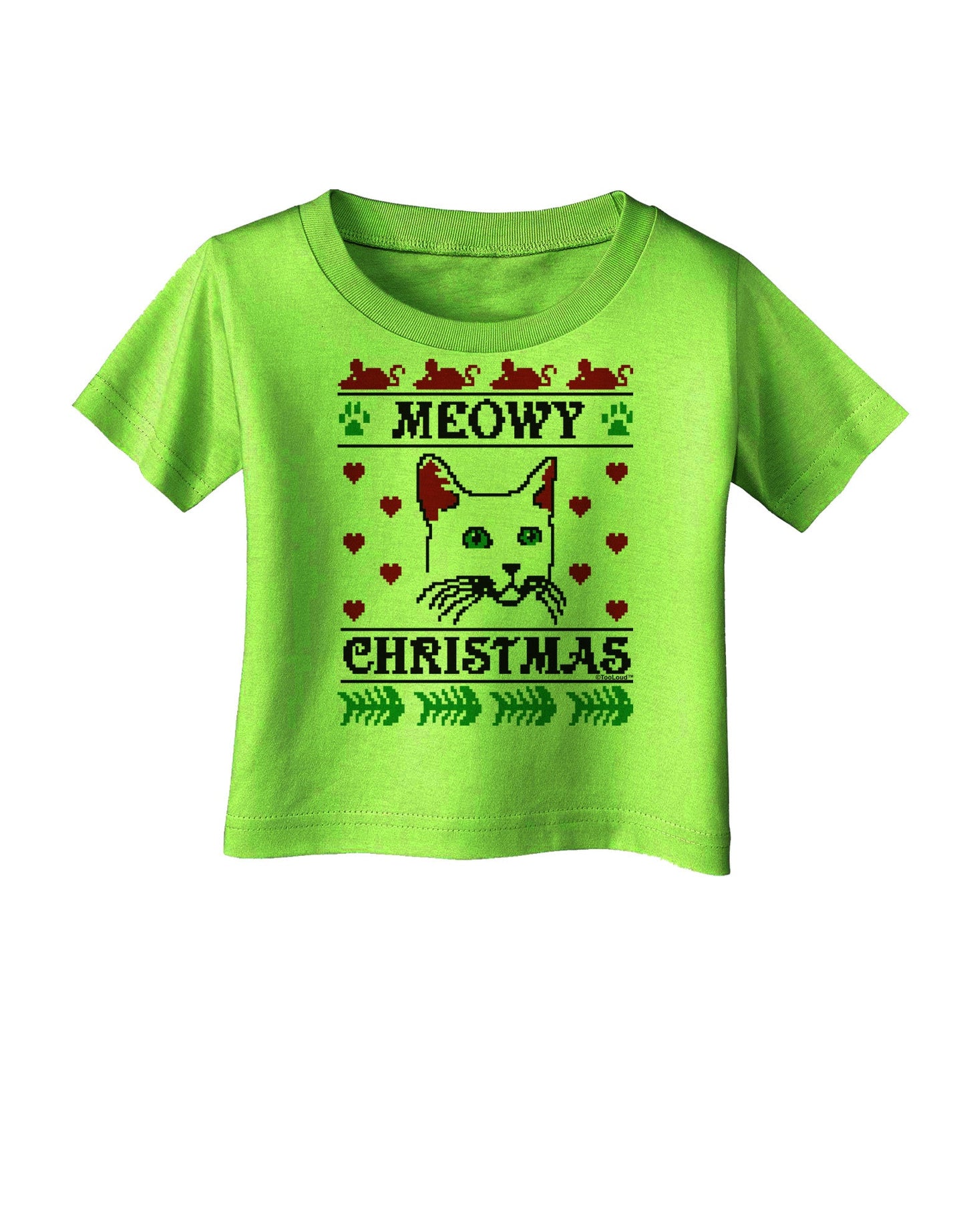 Meowy Christmas Cat Knit Look Infant T-Shirt-Infant T-Shirt-TooLoud-Lime-Green-06-Months-Davson Sales
