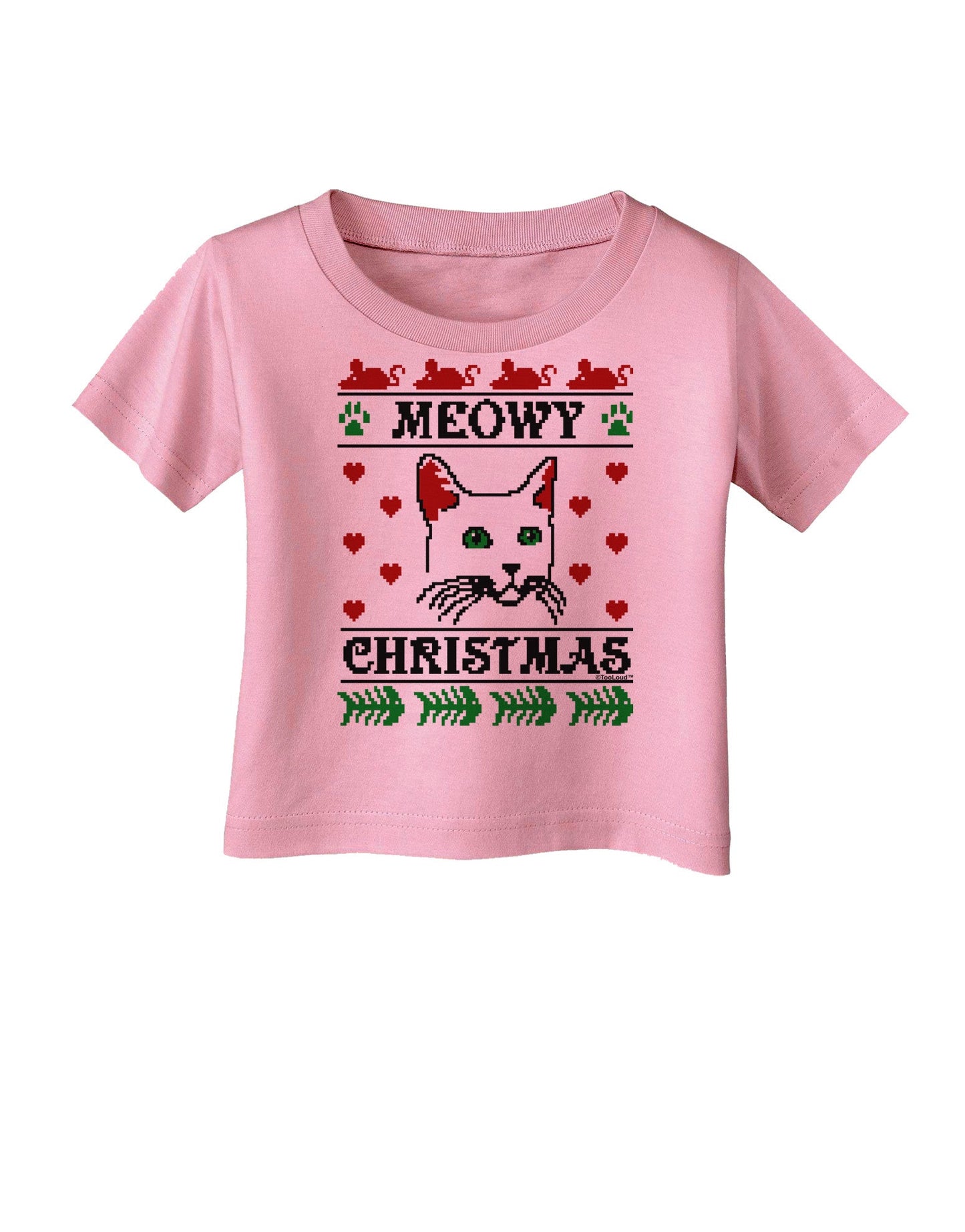Meowy Christmas Cat Knit Look Infant T-Shirt-Infant T-Shirt-TooLoud-Candy-Pink-06-Months-Davson Sales