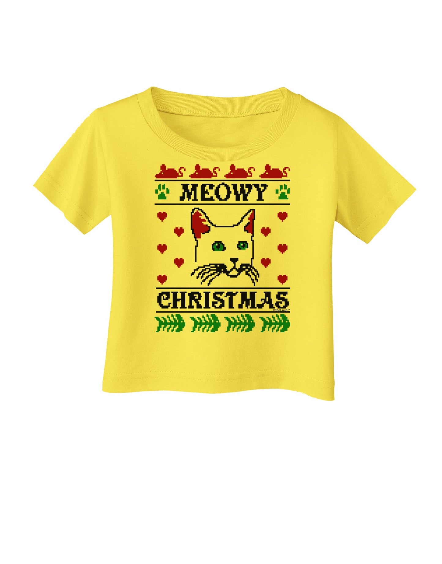 Meowy Christmas Cat Knit Look Infant T-Shirt-Infant T-Shirt-TooLoud-Yellow-06-Months-Davson Sales