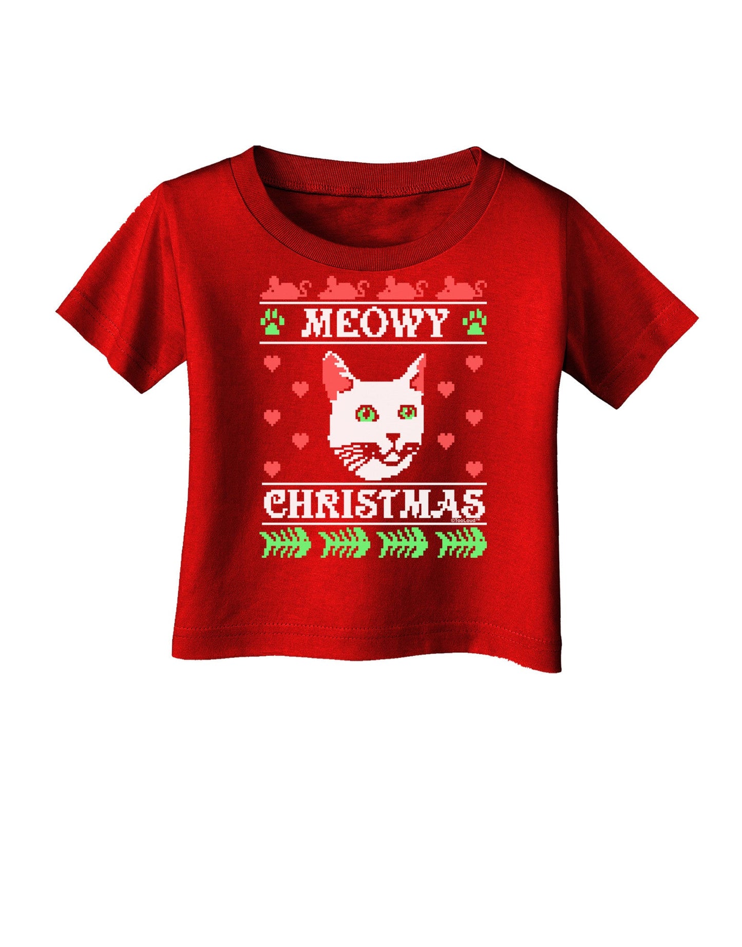 Meowy Christmas Cat Knit Look Infant T-Shirt Dark by-Infant T-Shirt-TooLoud-Red-06-Months-Davson Sales
