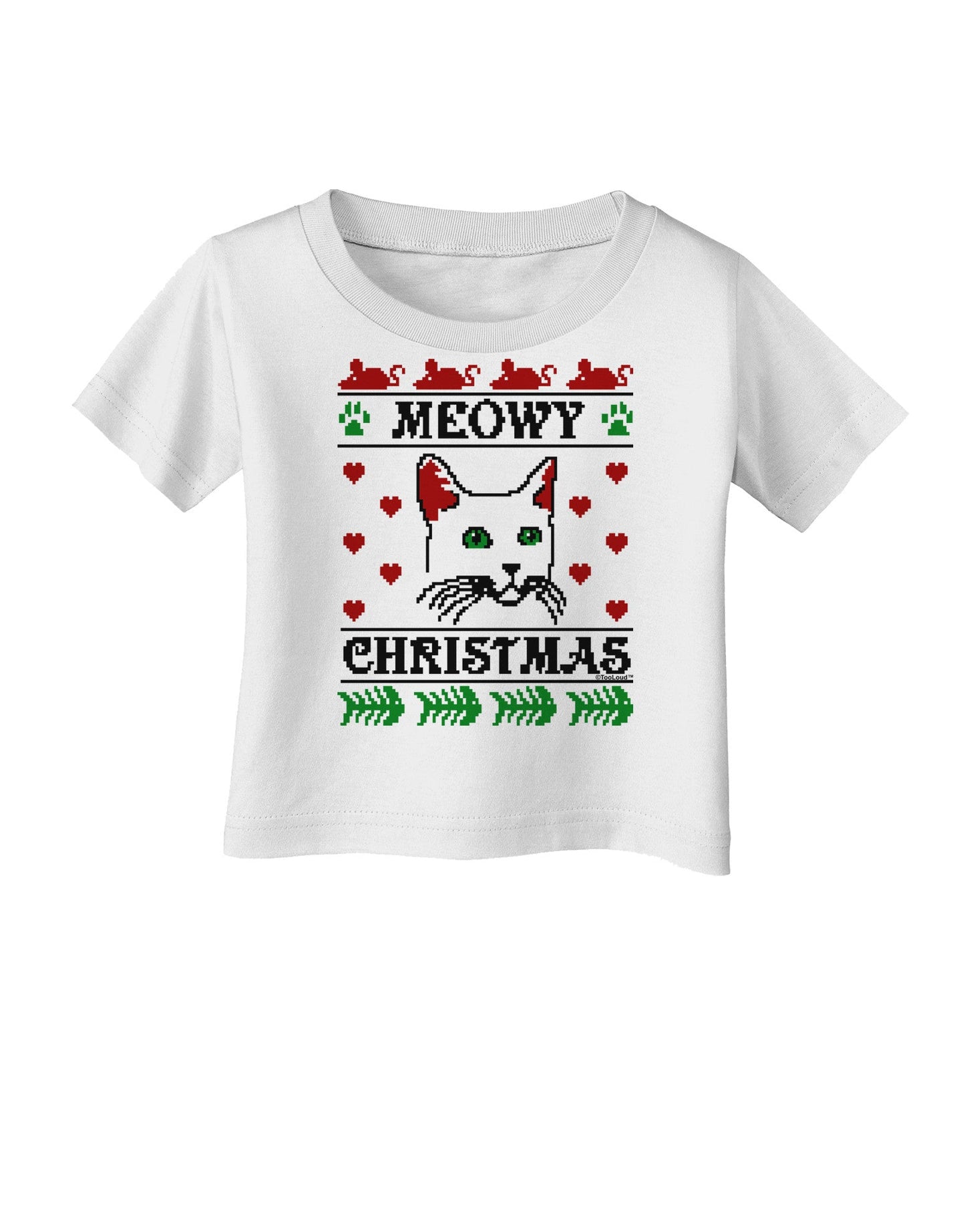 Meowy Christmas Cat Knit Look Infant T-Shirt-Infant T-Shirt-TooLoud-White-06-Months-Davson Sales