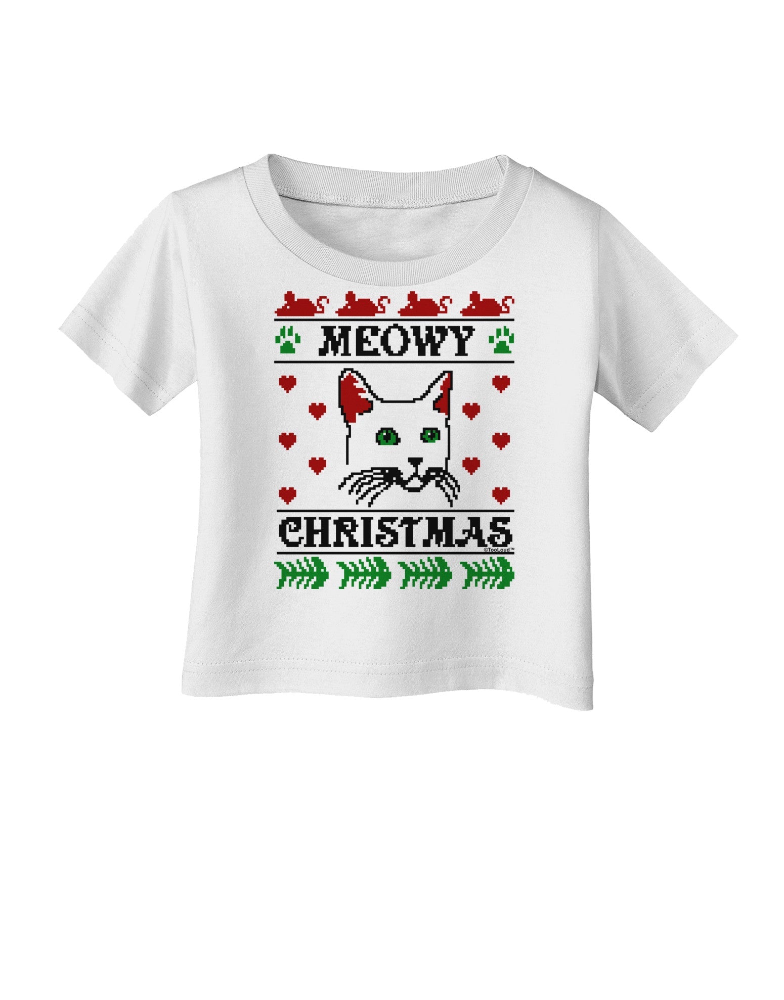 Meowy Christmas Cat Knit Look Infant T-Shirt-Infant T-Shirt-TooLoud-White-06-Months-Davson Sales