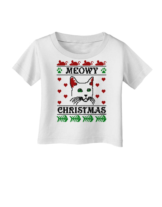 Meowy Christmas Cat Knit Look Infant T-Shirt-Infant T-Shirt-TooLoud-White-06-Months-Davson Sales