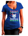 Meowy Christmas Cat Knit Look Juniors V-Neck Dark T-Shirt-Womens V-Neck T-Shirts-TooLoud-Royal-Blue-Juniors Fitted Small-Davson Sales