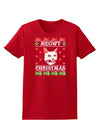Meowy Christmas Cat Knit Look Womens Dark T-Shirt-TooLoud-Red-X-Small-Davson Sales