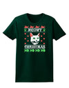 Meowy Christmas Cat Knit Look Womens Dark T-Shirt-TooLoud-Forest-Green-Small-Davson Sales