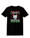 Meowy Christmas Cat Knit Look Womens Dark T-Shirt-TooLoud-Black-X-Small-Davson Sales