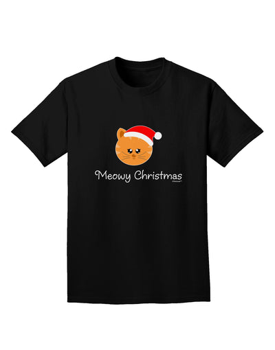 Meowy Christmas Cute Cat Santa Hat Adult Dark T-Shirt-Mens T-Shirt-TooLoud-Black-Small-Davson Sales