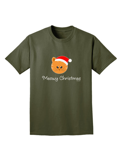 Meowy Christmas Cute Cat Santa Hat Adult Dark T-Shirt-Mens T-Shirt-TooLoud-Military-Green-Small-Davson Sales