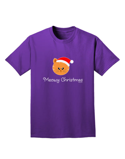 Meowy Christmas Cute Cat Santa Hat Adult Dark T-Shirt-Mens T-Shirt-TooLoud-Purple-Small-Davson Sales