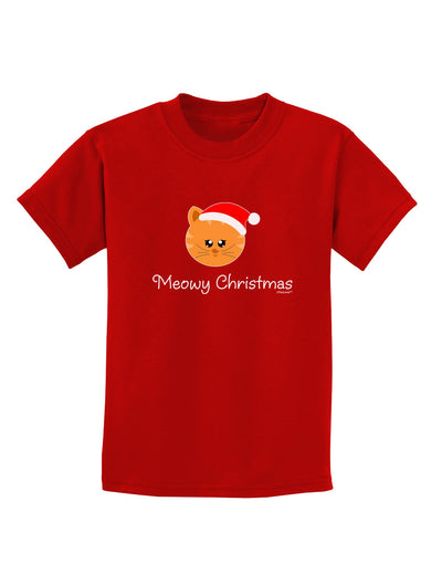 Meowy Christmas Cute Cat Santa Hat Childrens Dark T-Shirt-Childrens T-Shirt-TooLoud-Red-X-Small-Davson Sales