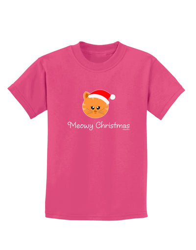 Meowy Christmas Cute Cat Santa Hat Childrens Dark T-Shirt-Childrens T-Shirt-TooLoud-Sangria-X-Small-Davson Sales