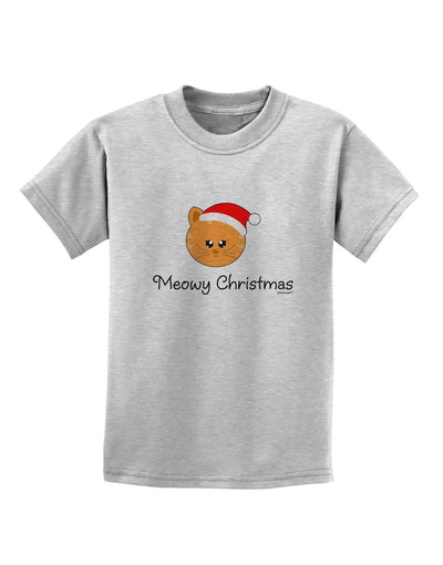 Meowy Christmas Cute Cat Santa Hat Childrens T-Shirt-Childrens T-Shirt-TooLoud-AshGray-X-Small-Davson Sales