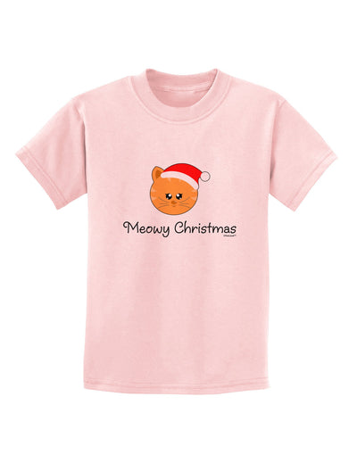 Meowy Christmas Cute Cat Santa Hat Childrens T-Shirt-Childrens T-Shirt-TooLoud-PalePink-X-Small-Davson Sales